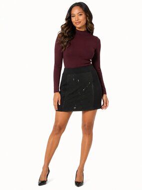 Calvin Klein Mini Skirt Womens Size 14 Black Reflective Sequin Front Panel NWT